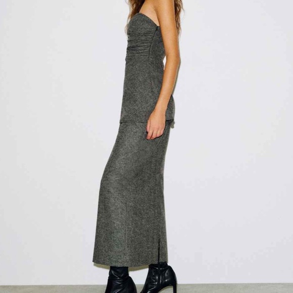 Reformation Lydia Skirt Charcoal Wool